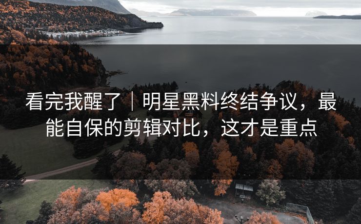 看完我醒了｜明星黑料终结争议，最能自保的剪辑对比，这才是重点