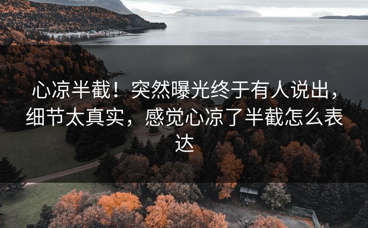 心凉半截！突然曝光终于有人说出，细节太真实，感觉心凉了半截怎么表达